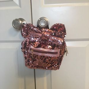 Pink sequin mouse ears mini backpack